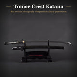 1045 Carbon Steel Tomoe Crest Katana, Hand Forged Full Tang Japanese Sword