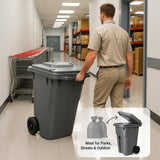 Getzi Gray 95-Gallon Wheeled Rectangular Trash Can