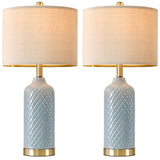 24.25" Modern Ceramic Blue Table Lamps Set of 2 for Living Room Bedroom Bedside Table Lamp for Night Stands Boho Nightstand Lamp Coastal Side End Table Lamps Reading Light Home Office Dorm Deco Gifts