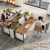 Huuger 63 Inch L Shaped Desk with Power Outlets and USB-C Port, 0.95 Inch Thicker Desktop, Reversible Computer Desk, Rustic Brown