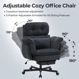 Criss Cross Office Chair with Foot Rest, Big and Tall Desk Chair with Flip Armrests for Pets & Cross Legged Sitting, Comfy Executive Ergonomic Office Reclining Computer Gaming Vanity Chairs, Gray