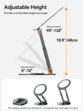 Anifrim Telescopic Laptop Stand with 360° Rotation, Adjustable Height & Tilt Swivel Laptop Riser, Ergonomic Standing Desk Converter for 10-17" MacBook Pro/Air, Dell, HP – Supports up to 22lbs (Gray)