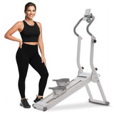 Magnetic Stair Stepper for Home, 16-Level Adjustable Resistance up to 77LBS, 350LBS Capacity, with Cup Holder & Bluetooth APP, Folding Compact Cardio Climber(White)