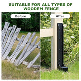 AOPEC Fence Post Repair Kit, Heavy Duty One-Piece Steel Anchor & Stakes for Repair Broken Tilted Leaning Wood Posts, Rust-Proof Easy Installation, Upgraded 11-Gauge Thickness (4 Pack)