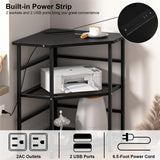 hezhuhe2258 Pc Stand Corner PC Tower Stand Printer Stand Table with Power Sockets USB Port, for Home Office Printer Stands, Storage Shelf, CPU Stand