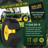 Wiltire 13x6.50-6 Flat Free Tire and Wheel with Rim,Universal 13x6.5-6 Solid Smooth Rubber Zero-Turn Lawn mowers Tire,5.5"-7.72”Centered Hub and 3/4" extra 5/8" 1/2” Bushings(Yellow)