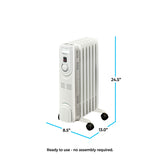 Comfort Zone Electric Oil-Filled Radiant Radiator Space Heater, Never Refill, Adjustable Thermostat, Tip-Over Switch & Overheat Protection System, Ideal for Home, Bedroom, & Office, 1,200W, CZ7007J