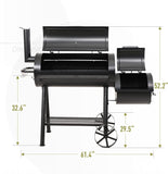 MFSTUDIO Heavy Duty Charcoal Wood Offset Outdoor Smoker Grill, Extra Large Charcoal Grill with Smoker Combo for BBQ Grilling, 941 SQ.IN.