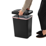 Sterilite 7.5 Gallon TouchTop Wastebasket with Lid that Opens with Touch, Conceals Trash in the Kitchen, Bathroom, Mudroom or Office, Black, 12-Pack