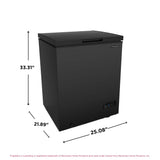FRIGIDAIRE EFRF5003-BLACK Chest Deep Freezer-Garage-Ready, 5.0 Cu. Ft. Capacity, Black-Adjustable Thermostat-Removable Vinyl Coated Wire Basket-Easy Defrost Drain