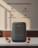 Ouaken 4L Electric Composter for Kitchen, Smart Countertop Compost Bin, Odorless | Low Noise | Auto-Cleaning | Turn Food Waste into Fertilizer, Indoor Food Waste Compost Machine, Black