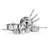 ROVSUN 11-Pcs Stainless Steel Cookware Set, Tri-Ply Pots and Pans Set, Non-Toxic Kitchen Set, PFOA & PTFE Free, Full Clad Frying Pans, Saucepans, Saute Pan & Stock Pot, Compatible for All Cooktops