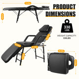 Roixeeds Portable Tattoo Chair, Adjustable Massage Facial Table Bed with Storage Bag, 73 Inch Mobile Spa Chair for Salon Beauty Spa, Folding Spa Bed Table with Adjustable Split Legs, Black (Black)
