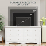 YESHOMY White Wood Dresser with 6 Drawer, Cabinets Dressers Wood Dresser Cabinet, Organizer Drawers for Bedroom, Living, Hallway