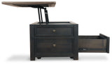 Signature Design by Ashley Tyler Creek Rustic Farmhouse Lift Top Coffee Table with Drawers, Brown & Black