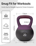 YOTTOY Soft Kettlebell with Leather Handle – Anti-Slip Sweat-Absorbing Grip, Home Gym Kettlebell Weights for Strength Training (Purple, 6 LB)