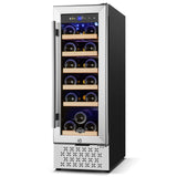 Tylza 12" Wine Cooler Refrigerator, 18 Bottles Capacity, Compact Freezerless, Temperature Stability, Low Noise, Double-Layer Tempered Glass Door