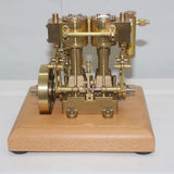 MechPuConToy Engine Model Kit That Works, Mini Retro Vertical Double-Cylinder Reciprocating Double-Acting Steam Engine Model with Speed Reducer, Science Experiment for Youth Adult