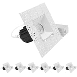 LUXRITE 3 Inch LED Recessed Trimless Spotlight with JBox, Twist N' Lock & Interlocking Trim, 5CCT 2700K-5000K, 15W, 1000LM, CRI90, 38° Beam Angle, Dimmable, IC Rated, Wet Rated, ETL, White (6 Pack)