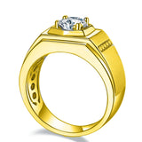 Oseew Mens moissanite Ring Gold Men Round Cut Moissanite Rings Mens moissanite Ring 14k Gold Mens Moissanite Wedding Band