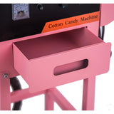Commercial Cotton Candy Machine w/Cart and Wheels, 110V Electric Floss Maker with Stainless Steel Bowl, Sugar Scoop for Family and Various Party Pink