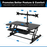 Mount-It! Standing Desk Converter Dual Monitor, 2 Screen Mounts Included, Height Adjustable Desk
