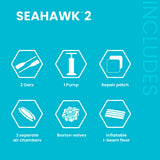 INTEX 66332EP Seahawk 2 Inflatable Boat Set: Includes Deluxe 48in Aluminum Oars and High-Output Pump – SuperStrong PVC – Fishing Rod Holders – 2-Person – 520lb Weight Capacity