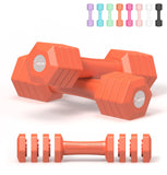 Adjustable Dumbbells Set, 4 in 1 Hand Weights Set for Women Men 10 LB Dumbbell Pair Each 2lbs 3lbs 4lbs 5lbs Weights Dumbbells Set with TPU Soft Rubber Handle for Home Gym Exercise Fitness - Orange
