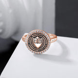 Oseew Class Ring High School College Graduation Ring (Rose Gold)
