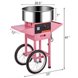 Commercial Cotton Candy Machine w/Cart Electric Cotton Candy Floss Maker - 110V for the Perfect Party Favor for Birthdays, School function, or Social Events.（Pink） (With wheels, Pink)
