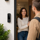 Zoomcritter Wireless Video Doorbell Camera, 2K 3MP HD Doorbell Camera with PIR Motion Detection, Two-Way Audio, Night Vision, Battery Powered, 2.4GHz WiFi, IP65 Weatherproof, Black