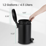Cesun 1.2 Gallons Small Black Trash Can, Bathroom Garbage Can with Lid and Foot Pedal