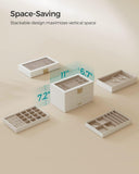 Stackable Jewelry Trays, 4-Tier Jewelry Box, Drawer Jewelry Organizer, with Glass Lid, Removable Dividers SONGMICS