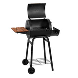 Pro Charcoal Grill and Smoker with Cast Iron Grates, Premium Wood Shelf and Damper Control, 250 Cooking Square Inches in Black Char-Griller