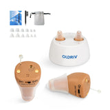 OLDRIV Rechargeable Hearing Aids for Adults Seniors, OTC Hearing Aids for Adults Seniors Rechargeable with Noise Cancelling, Invisible Hearing Aid, 1 Pair (Beige)