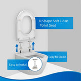 SADALAK D/U Shape Toilet Seat,Soft Close and Quick-Release for Easy Cleaning Toilet Seats Cover,Stable Hinge Design to prevent shifting -White Elongated Toilet Lid