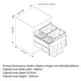 Under Cabinet Pull-Out Trash Can Set - 8 Gallon (2x18L + 2x10L) Heavy Duty Double Bin with Lid, Space-Saving Kitchen Waste Container for Easy Access & Organization