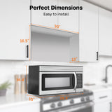 30" Over the Range Microwave Oven, ThermoMate 1.7 Cu. Ft. Capacity Microwave Over the Stove with One Touch, 1000 Cooking Watts, 300 CFM, 10 Power Levels, LED Lighting, Stainless Steel