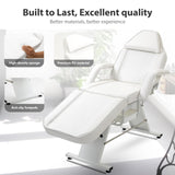 Jaxilyn Facial Bed Tattoo Chair with Two Trays Esthetician Beds Adjustable Folding Salon Bed with Hydraulic Stool Massage Chair for Professional Massage Facial Lash Beauty Treatment Spa White