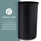 Safco Open Top Trash Can, 14 Gallon Stainless Steel, Modern Garbage Can for Indoor Use, Black