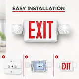 8 Pack Double Sided LED Emergency EXIT Sign Combo, Two LED Lights, Backup Battery, US Standard Red Letter Emergency Exit Lighting, Commercial Grade, 120-277V, Fire Resistant (UL 94V-0)