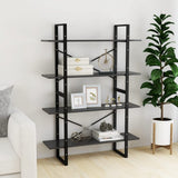 Modern Grey Wooden Bookshelf 100x30x140 cm - 4-Tier Room Divider & Storage Shelf for Living Room & Office - Stylish Space-Saving File Cabinet & Organizer