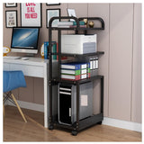 SHSWUD Printer Rack Floor-Standing Printer Stand with Wheels 4-Layer Cart Mobile Fax Machine Rack for Office Printer Shelves(Black)