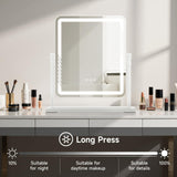 Kcavvi Vanity Mirror with Lights, Height-Adjustable & 360° Rotation, 1/10X Magnification, Three Color Lighting Modes, Makeup Mirror Smart Touch Control, Large Vanity Desk Mirror (17.5in,White)