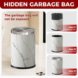 LEASYLIFE 2.4Gal Small Bathroom Trash Can with Swing Lid,Metal and Leather