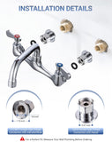 Phivan 8 Inch Center Wall Mount Commercial Sink Faucet - 8" Swivel Spout Utility Faucet, Dual Handle Chrome Brass for Restaurant/Laundry/Utility Room Kitchen Sinks