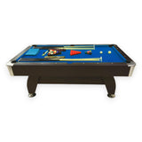 SIMBASHOPPING 7 Foot Pool Table Modern Billiard Table with Blue Felt, Ball Return and Accessories - Blue Sea