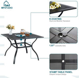 MFSTUDIO 5 Piece Patio Dining Set, Metal Table & Aluminum Chairs, Grey