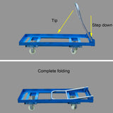 Heavy Duty Foldable Push Cart Dolly with Swivel Handle & Wheels Flat Bed Platform Truck for Warehouse & Garage 100x50x34cm Capacity