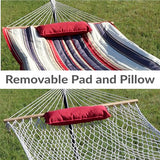 Sunnydaze Rope Hammock with Stand for Outside- 275-Pound Capacity - Includes 12-Foot Hammock Stand, Spreader Bar, Pad, and Pillow - Modern Lines
